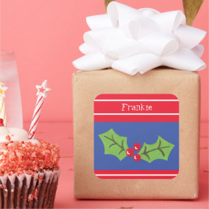 Adesivo Quadrado Natal Personalizado Holly & Berries