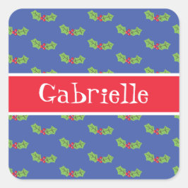 Adesivo Quadrado Natal Personalizado Holly & Berries