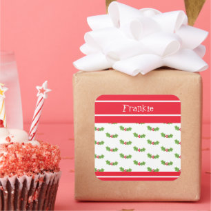 Adesivo Quadrado Natal Personalizado Holly & Berries