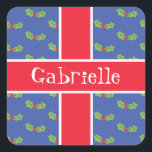 Adesivo Quadrado Natal Personalizado Holly & Berries<br><div class="desc">Estes doces sagrados e bagas são impressos de uma colagem projetada por Helen McCartney Designs.</div>