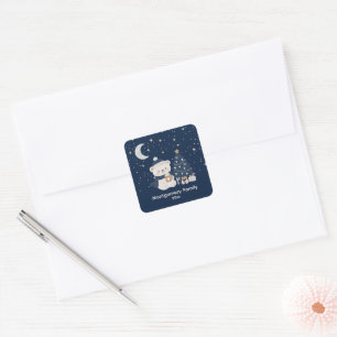 Adesivo Quadrado Natal Personalizado Meia-Noite   Azul-Marinho, Pra