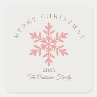 Adesivo Quadrado Natal personalizado rosa pink floco de neve elegan