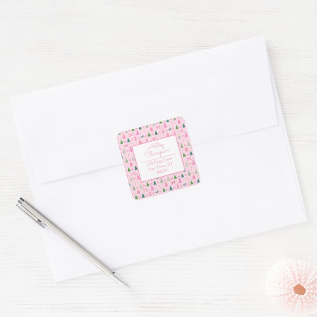 Adesivo Quadrado Natal Pink Coquette (Envelope)