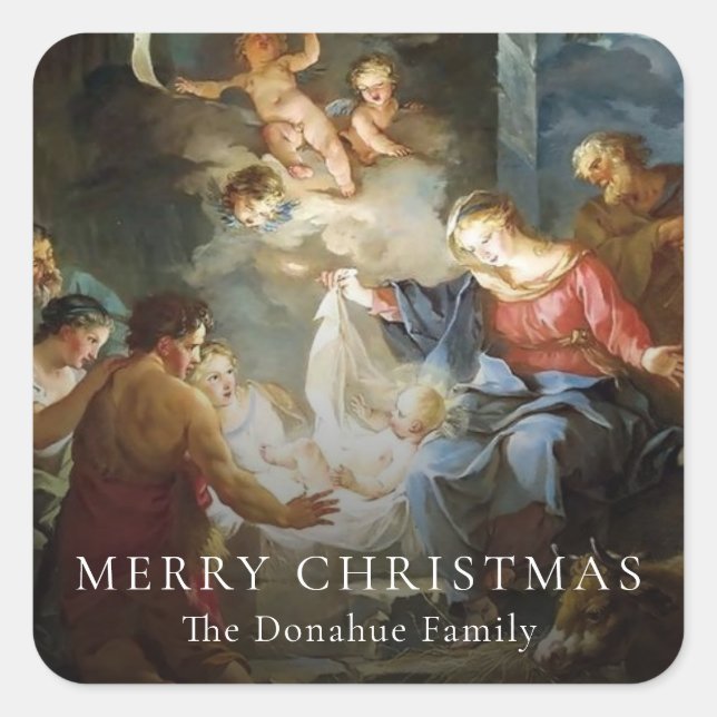 Adesivo Quadrado Natal Religioso Natividade Santa Sagrada Família D (Frente)