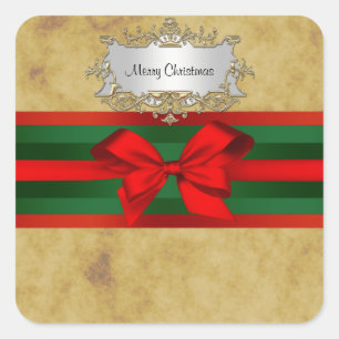 Adesivo Quadrado Natal Russo, Vermelho e Verde