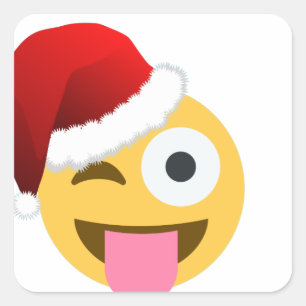 Adesivo Quadrado Natal santa claus vencendo emoji