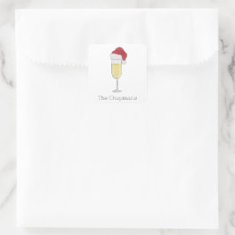 Adesivo Quadrado Natal Santa Hat Champagne Festivo