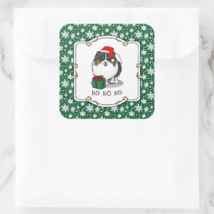 Adesivo Quadrado Natal Santa Hat Pomeraniano (tricolor)