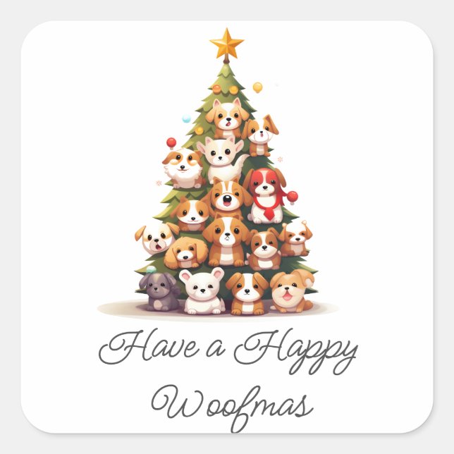 Adesivo Quadrado Natal simples para cães (Frente)