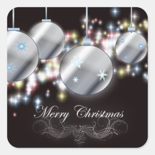 Adesivo Quadrado Natal sparkling do ornamento do feriado moderno