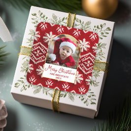 Adesivo Quadrado Natal Uma Foto do Inverno Elegante Festivo