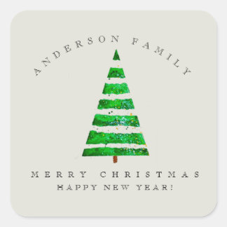 Adesivo Quadrado Natal verde floresta tradicional personalizado da 