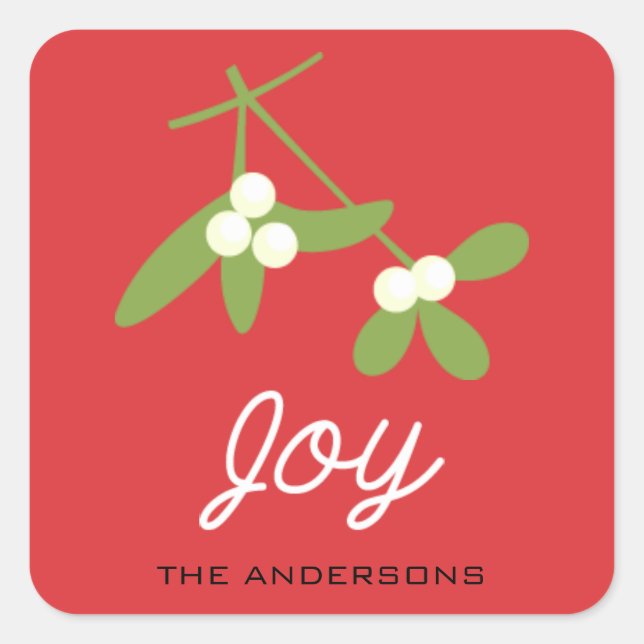 Adesivo Quadrado Natal Vermelho/Feriado em Berries de inverno (Frente)