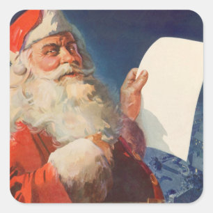 Adesivo Quadrado Natal vintage, lista agradável impertinente de