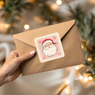 Adesivo Quadrado Natal Vintage Papai Noel