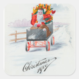 Adesivo Quadrado Natal vintage santa claus