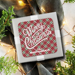 Adesivo Quadrado Natal Xadrez Brilhante Chic