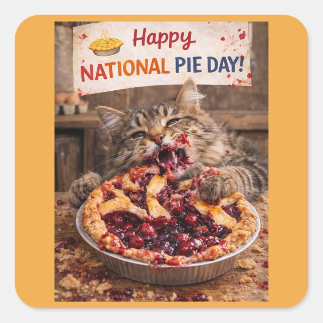 Adesivo Quadrado National Pie Day Stickers (Frente)