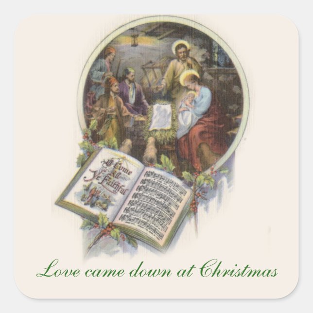 Adesivo Quadrado Natividade Abençoada Mãe Bebê Música Jesus (Frente)