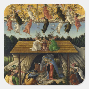 Adesivo Quadrado NATIVIDADE MÍSTICA por Sandro Botticelli ,Natal
