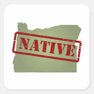 Adesivo Quadrado Nativo de Oregon com mapa de Oregon