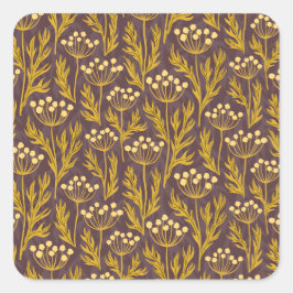 Adesivo Quadrado Natural Floral Pattern: Golden Accents  Dark Canva