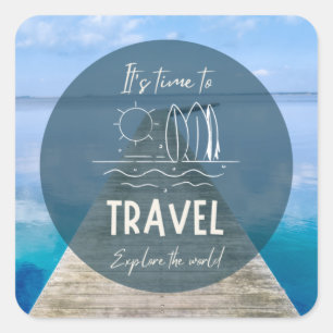 Adesivo Quadrado Natureza Chegou a hora de fazer uma citação Viagem