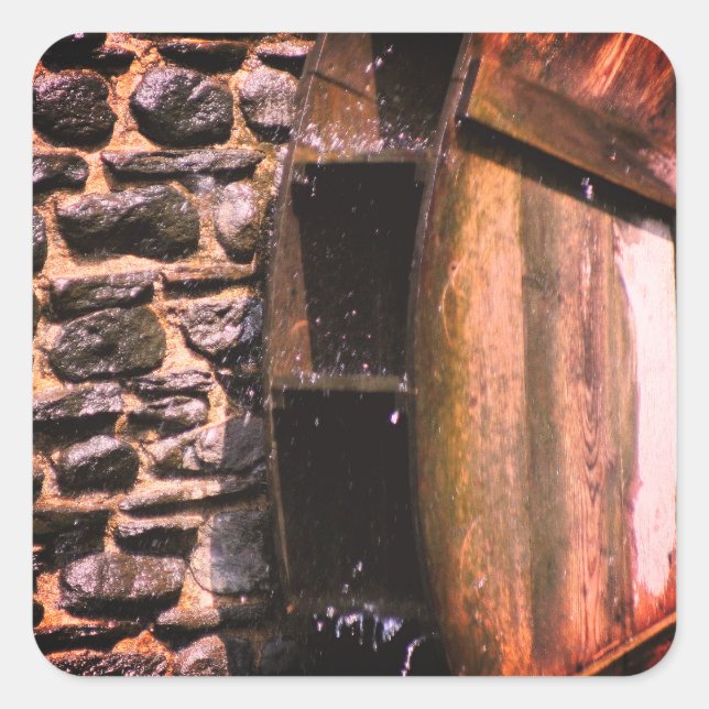 Adesivo Quadrado Natureza da roda de água de madeira (Frente)