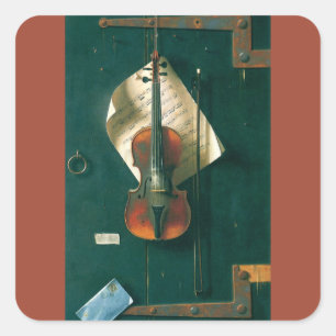Adesivo Quadrado Natureza-morta com violino velho de William Michae
