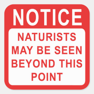 Adesivo Quadrado Naturist Camp/Beach Sign
