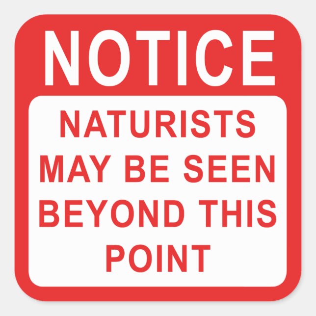Adesivo Quadrado Naturist Camp/Beach Sign (Frente)