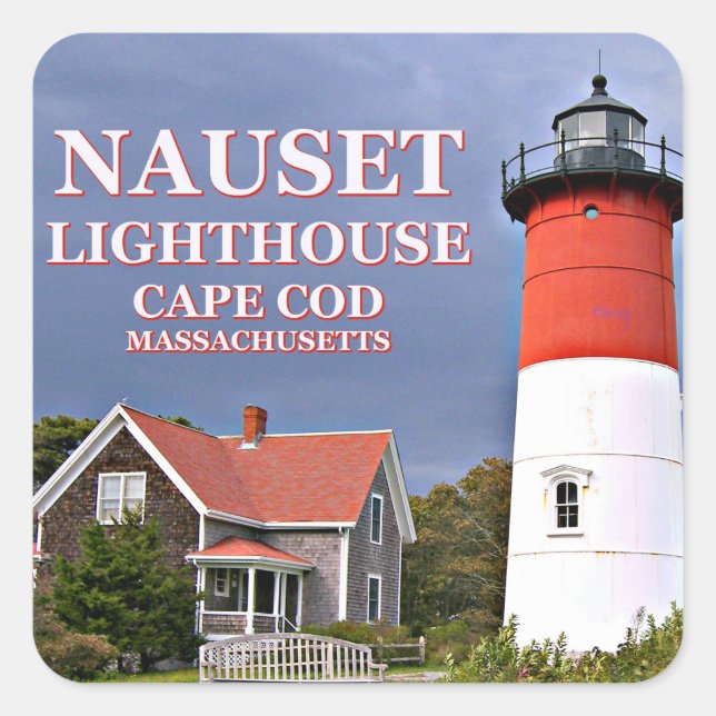 Adesivo Quadrado Nauset Lighthouse, Massachusetts Stickers do Cabo  (Frente)