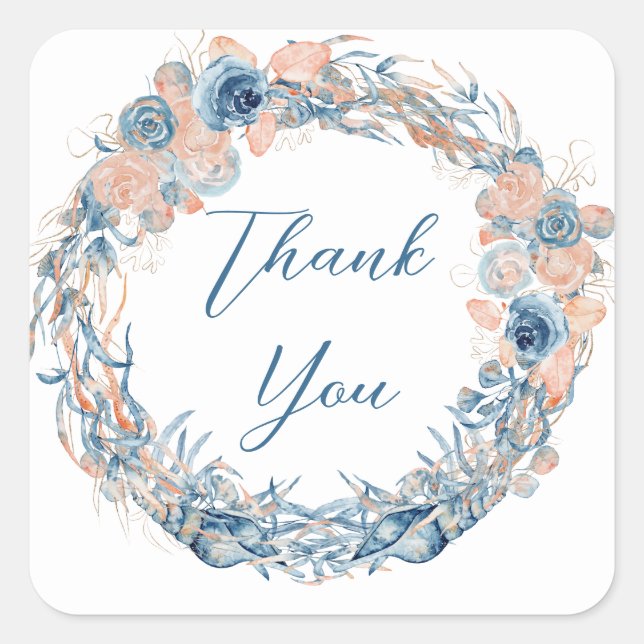 Adesivo Quadrado Náutica Teal Aqua Turquoise Blue Floral Anchor Sq (Frente)