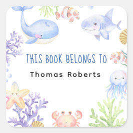 Adesivo Quadrado Náutico de Aquarela - placa de chá de fraldas