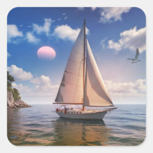 Adesivo Quadrado Navegação Feliz