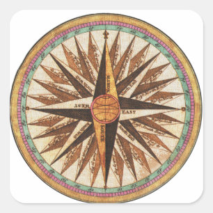 Adesivo Quadrado Navegador de Pista do Navio de Vintagem Náutica à