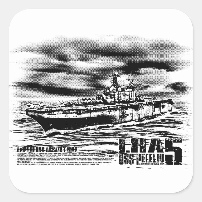 Adesivo Quadrado Navio de ataque anfíbio Peleliu Sticker (Frente)