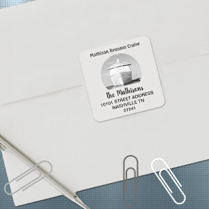 Adesivo Quadrado Navio de Cruzeiro de Reunião da Família do Endereç