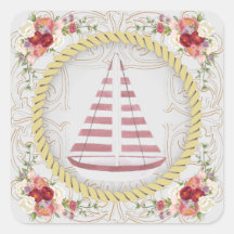 Navio de vela e roseado floral náuticos
