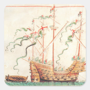 Adesivo Quadrado Navio Naval Medieval