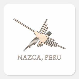 Adesivo Quadrado Nazca Hummingbird Geoglyph Newsprint