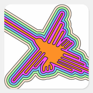 Adesivo Quadrado Nazca Hummingbird Peru Drawing