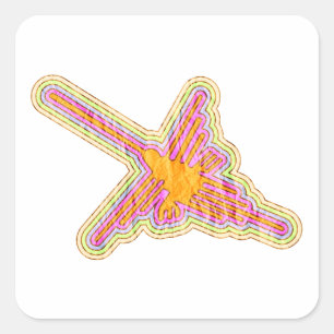 Adesivo Quadrado Nazca Lines Hummingbird com efeito de papel rugoso
