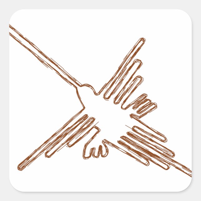 Adesivo Quadrado Nazca Lines Hummingbird Sketch (Frente)