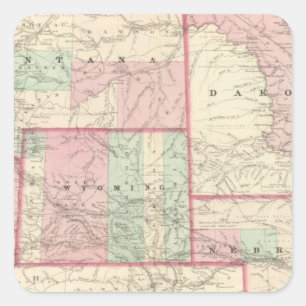 Adesivo Quadrado Nebraska, Dakota, Idaho, Montana, e Wyoming