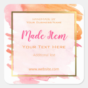 Adesivo Quadrado Negócio caseiro pequeno do produto Handmade