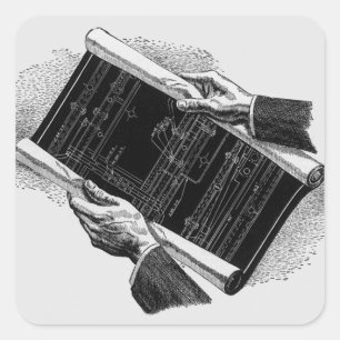 Adesivo Quadrado Negócio do vintage, modelos arquitectónicos de w