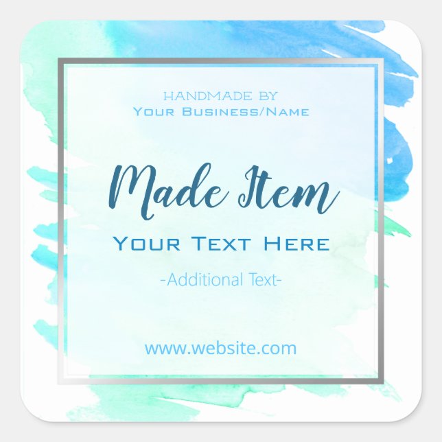 Adesivo Quadrado Negócio Handmade dos cuidados com a pele da folha (Frente)