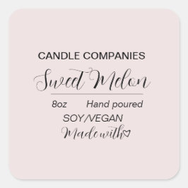 Adesivo Quadrado Negócio Simples de Velas Veganas de Soja