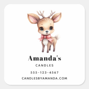 Adesivo Quadrado Negócios de desenho de animação de veado de bebê b